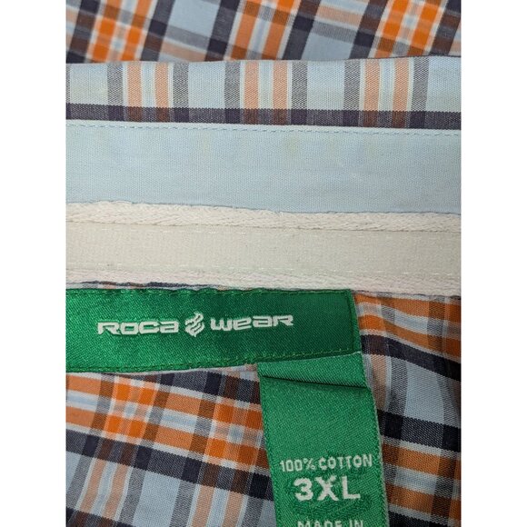 Vintage Rocawear Button Up Shirt Men Size 3XL Plaid Hip Hop Streetwear Y2K Logo - Picture 3 of 13